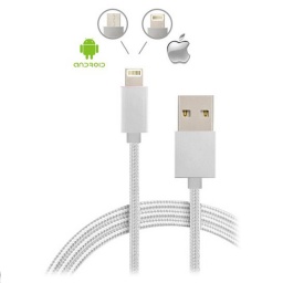 Cable Mallado Dual Micro usb y Lightning 2M